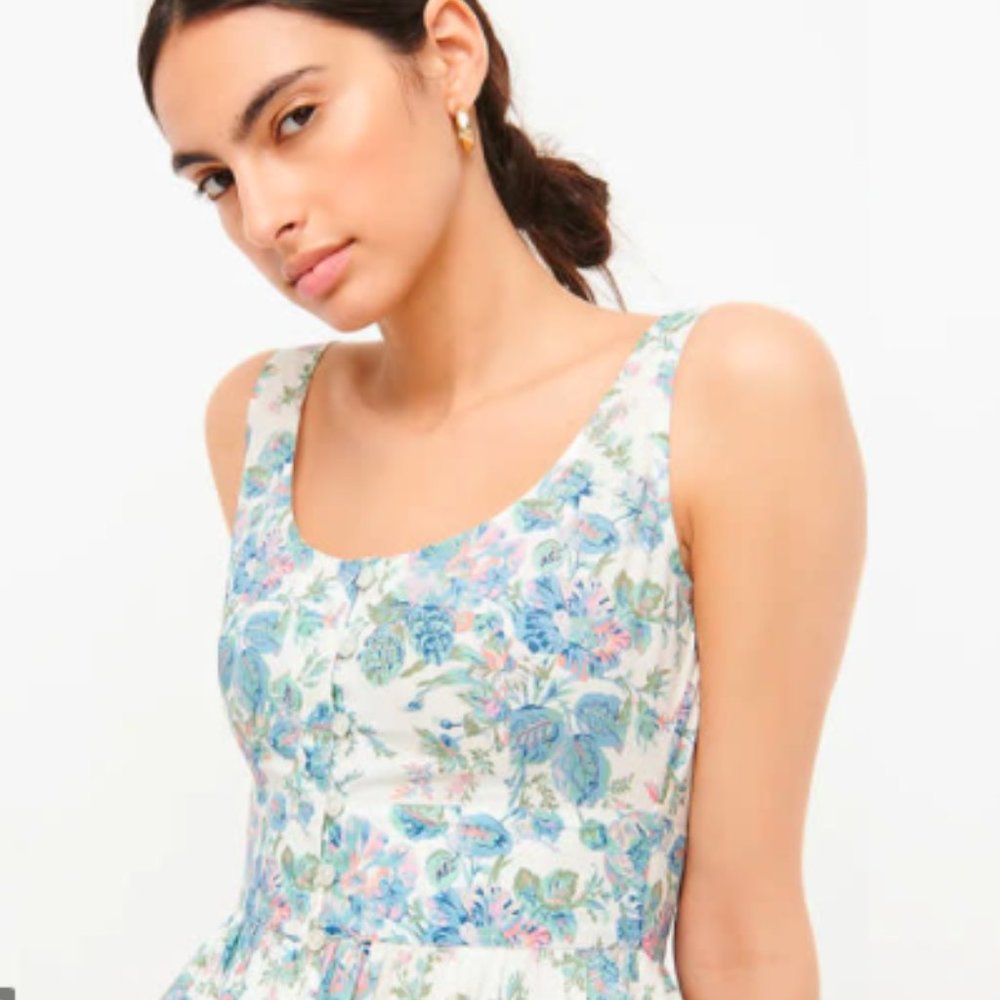 NEW J.Crew Button-front cotton poplin dress in English Garden Sz 4